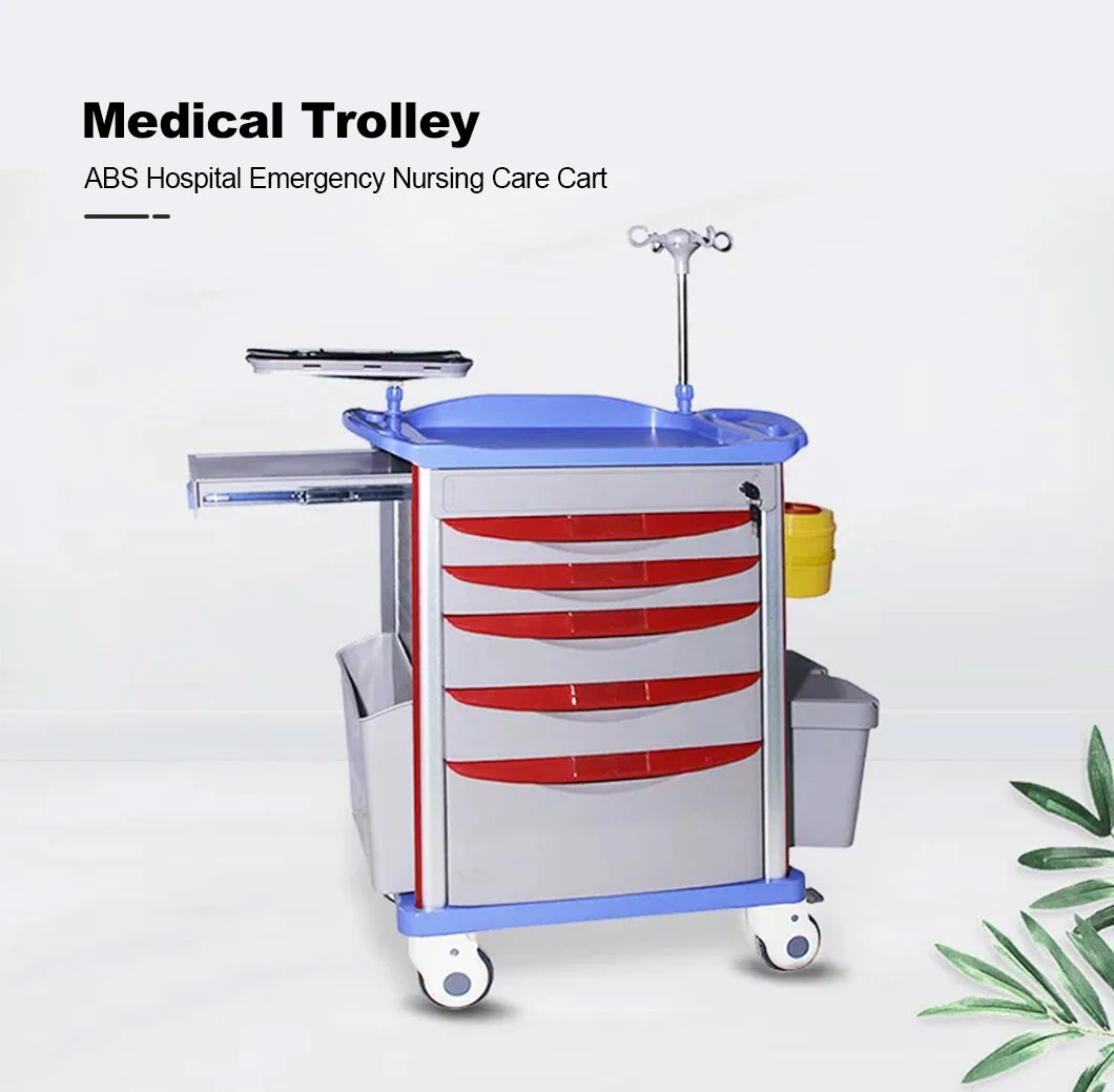 China Factory Hot Sales ICU Hospital Furniture ABS Emergency Trolley Emergency Medical Trolly for Hospital Clinic