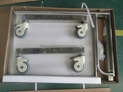 Grand Double Rod Altura ajustable de acero inoxidable Medical Mayo Trolley Instrument Cart Mayo Trolly con mesa
