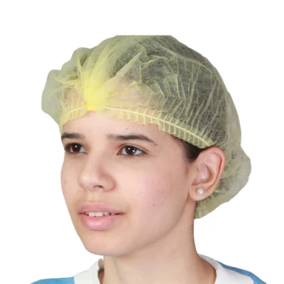 Venta caliente desechables PP Non-Woven Clip Cap Mob Cap Hair Net con elásticos dobles
